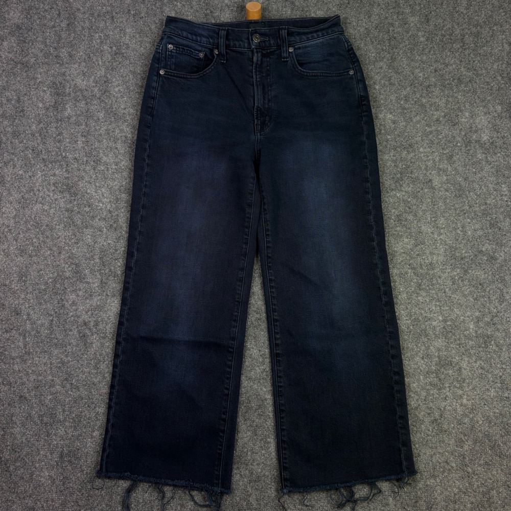 Edwin Wide Leg Jeans Womens 28 Blue Dark Wash Raw Hem Denim Pants EW2047CPT